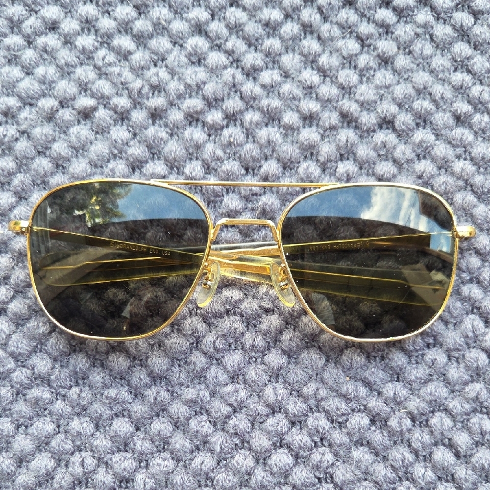 Vintage Randolph Engineering USA Aviator Pilot Sunglasses Glass Lenses